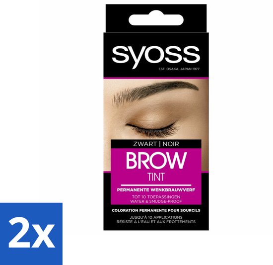 SYOSS - Brow Tint Zwart - Wenkbrauwverf - Langdurige Kleur - Tot 10 Toepassingen - Voordeelverpakking - 2 stuks