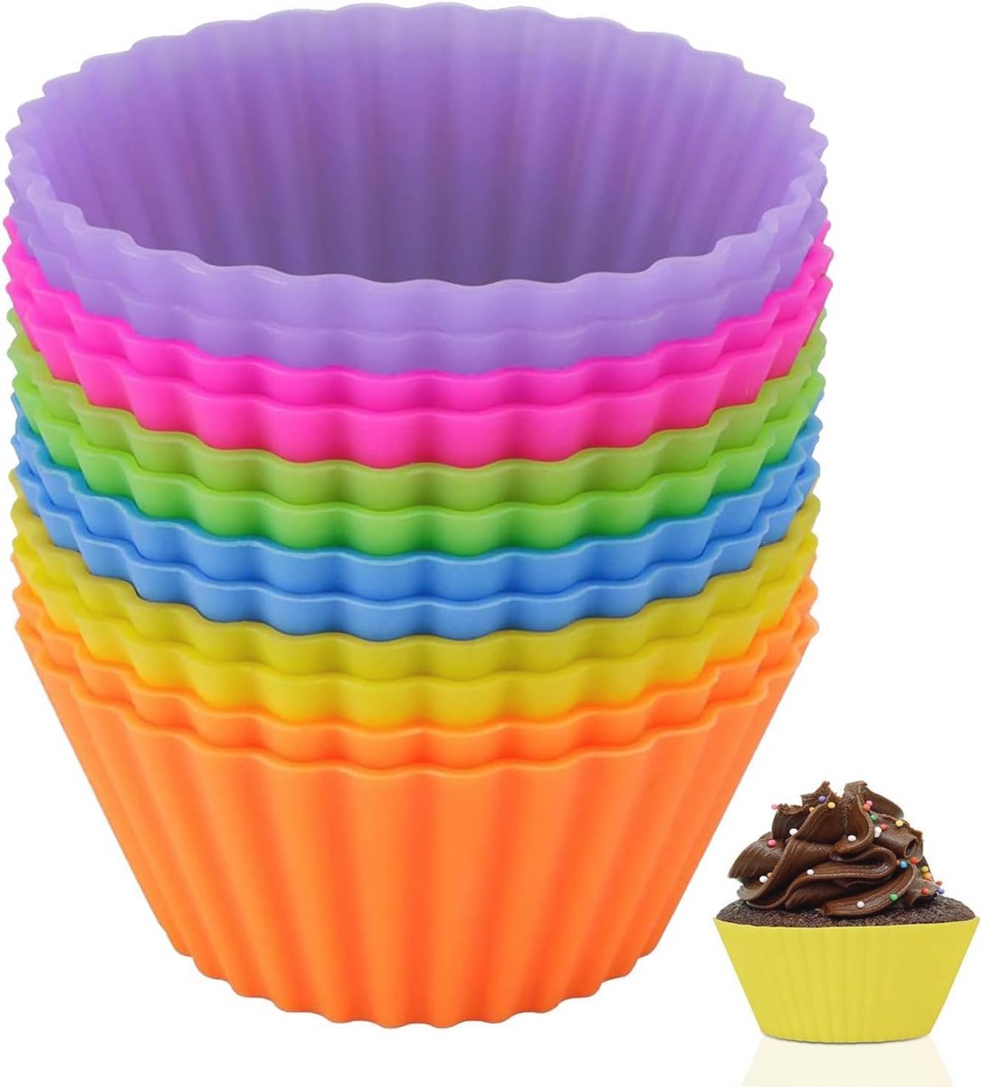 Herbruikbare siliconen muffinvormen voor cupcakes - 12 stuks