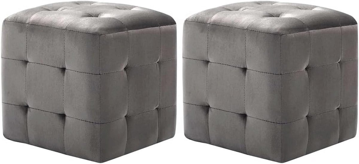 Set van 2 Fluwelen Poefs - Comfortabele Hocker voor Elke Interieurstijl