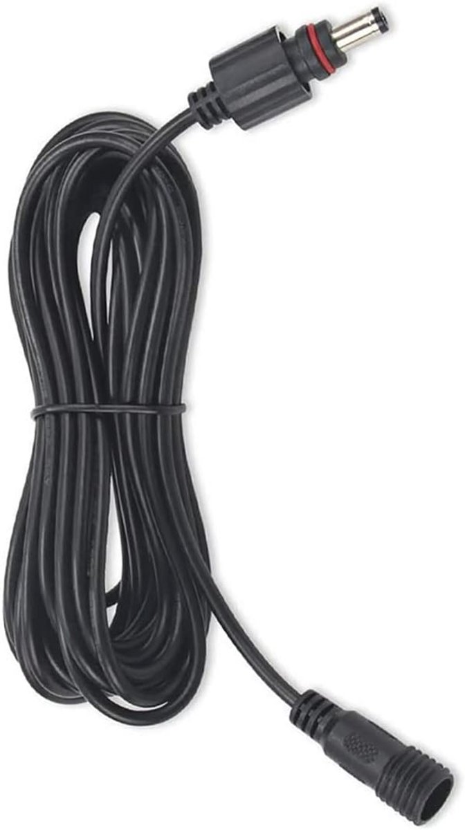 Waterdichte DC-verlengkabel 5,5 x 2,1 mm voor Buitenverlichting - 5m Zwart