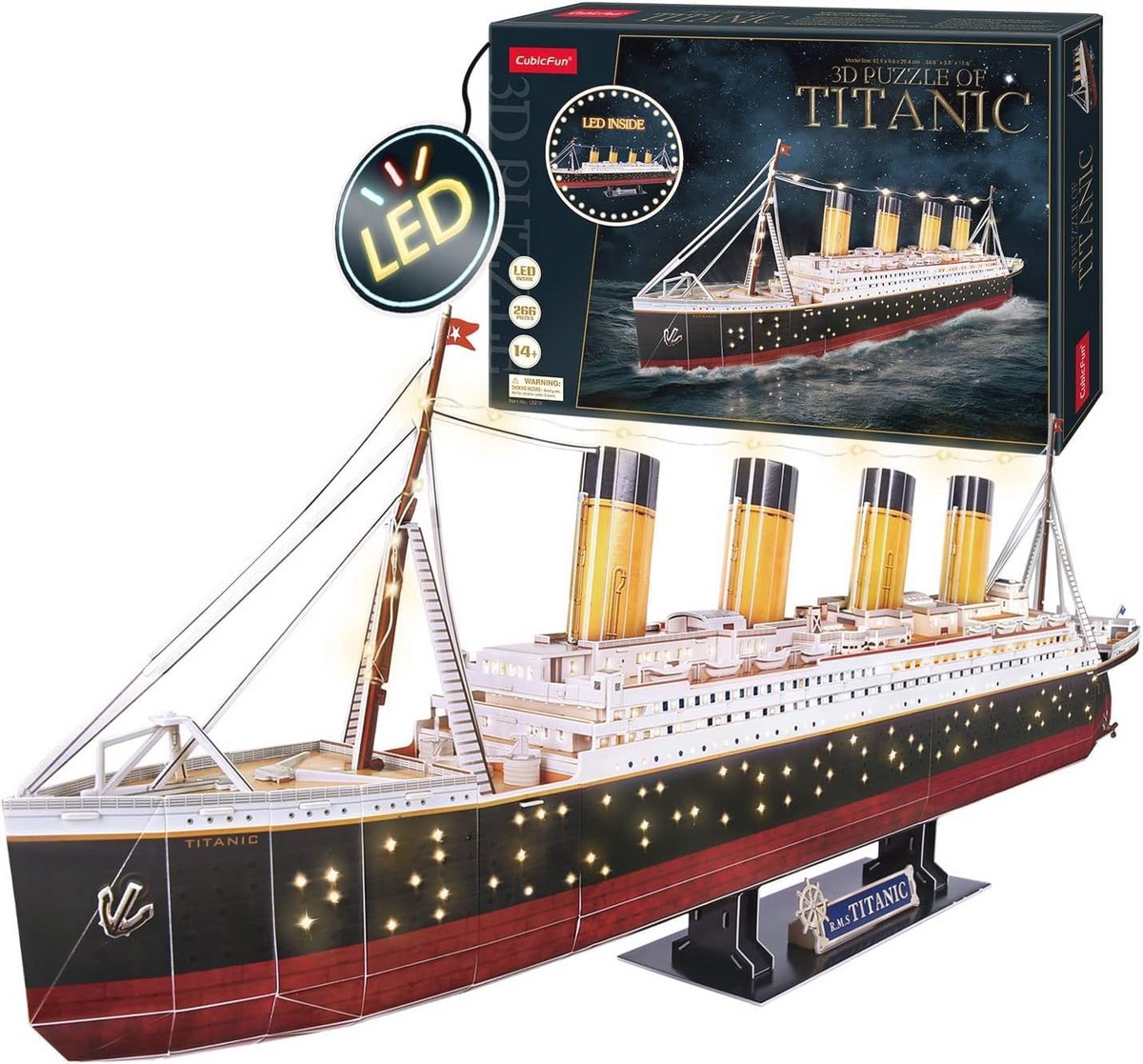 3D Puzzel Boot Met LED - 266 Stukjes Voor Volwassenen en Kinderen