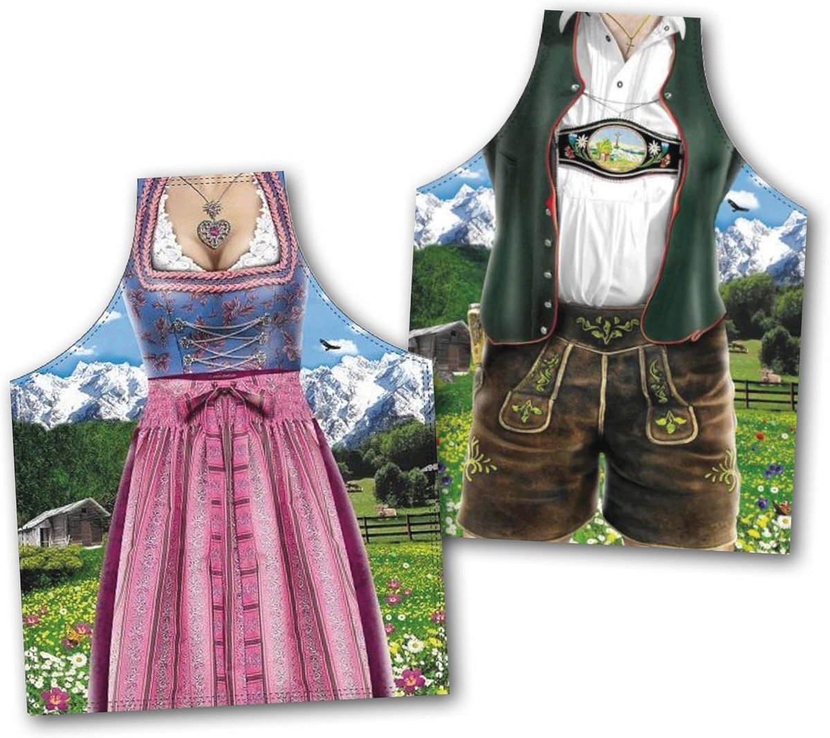 Traditionele lederhosen en Dirndl schort set van 2