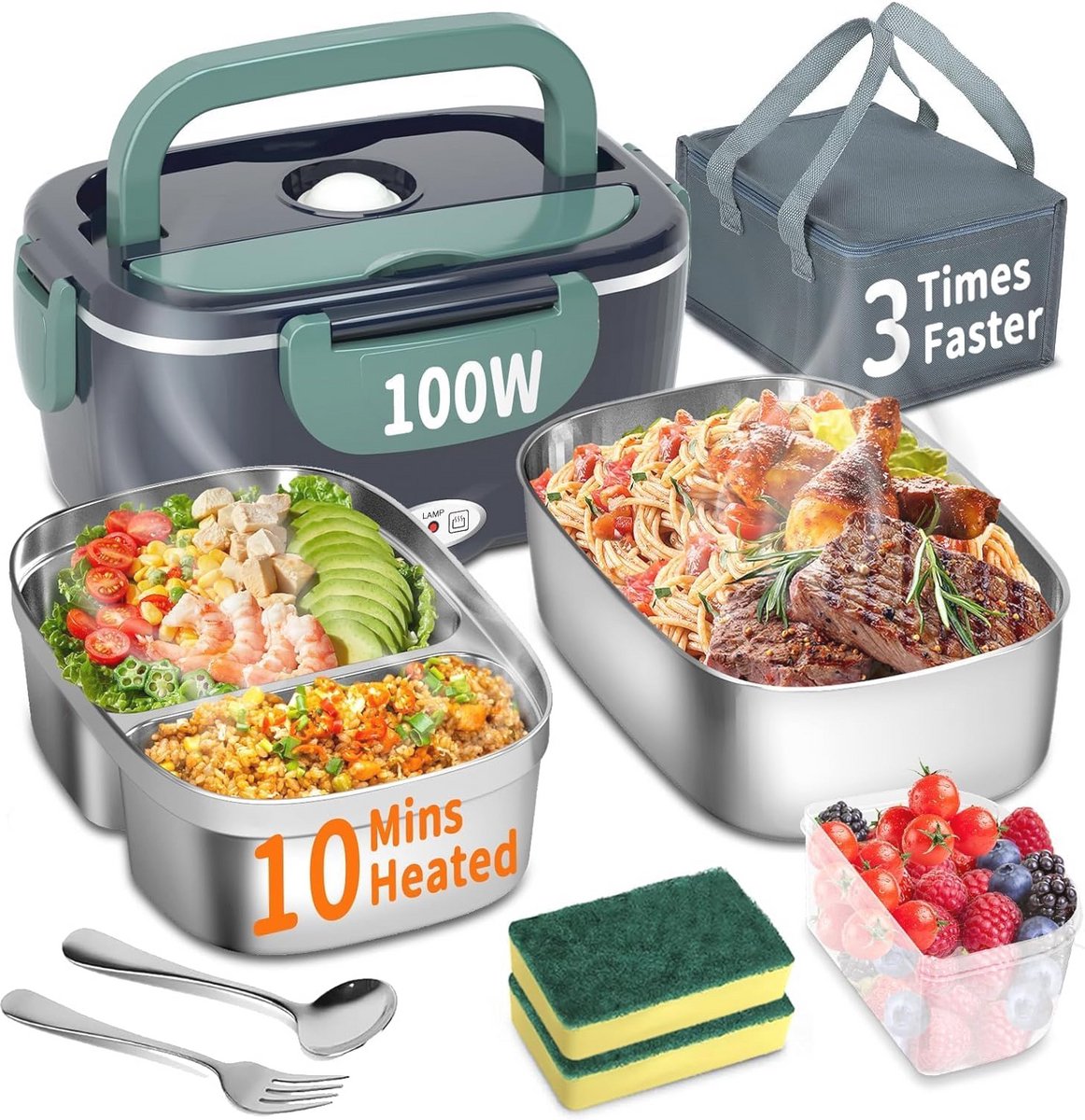 Draagbare Elektrische Lunchbox 100W - 3-in-1 1,8L Voor Thuis en Auto