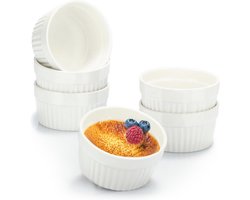 6x Soufflévormen voor Crème Brûlée - Keramische Ovenvaste Dessertkommen - 200 ml - Ideaal voor Snacks en Taarten