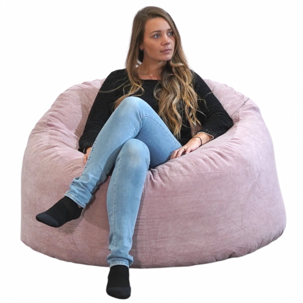 Bananair - Zitzak afneembare hoes - ribfluweel - Roze - 100 cm