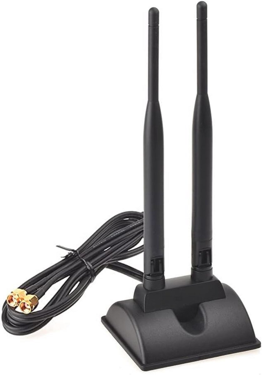 Dual-Band Wifi Antenne 2.4GHz en 5.8GHz - 6dBi Signaalversterker met Magnetische Basis en 3m Verlengkabel