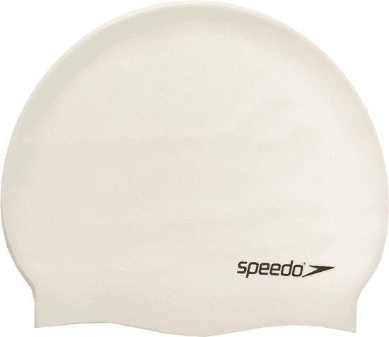 Witte Speedo badmuts met logo.