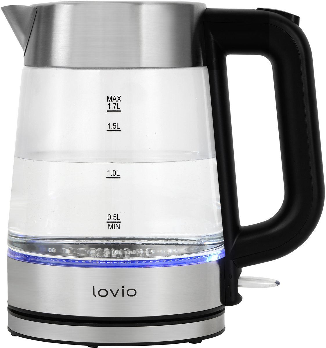 Lovio LVGEK001 - Glazen Draadloze Waterkoker - 1.7L - 2200W - LED Verlichting