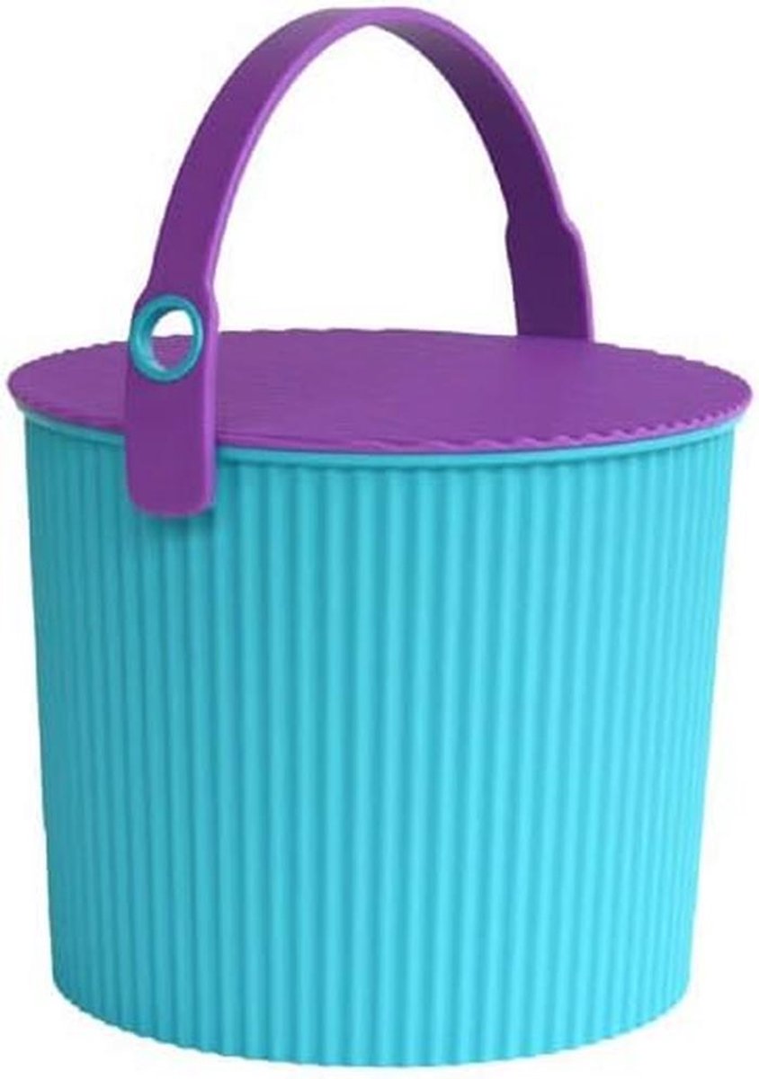 Opbergemmer en Deksel Klein – Multifunctionele Emmer in Blauw en Paars