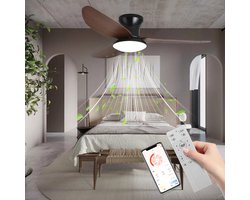 OYLCDI LED Plafondventilator - Stil - Met APP & Afstandsbediening - 6 Snelheden - Lamp en Ventilator Apart Schakelbaar