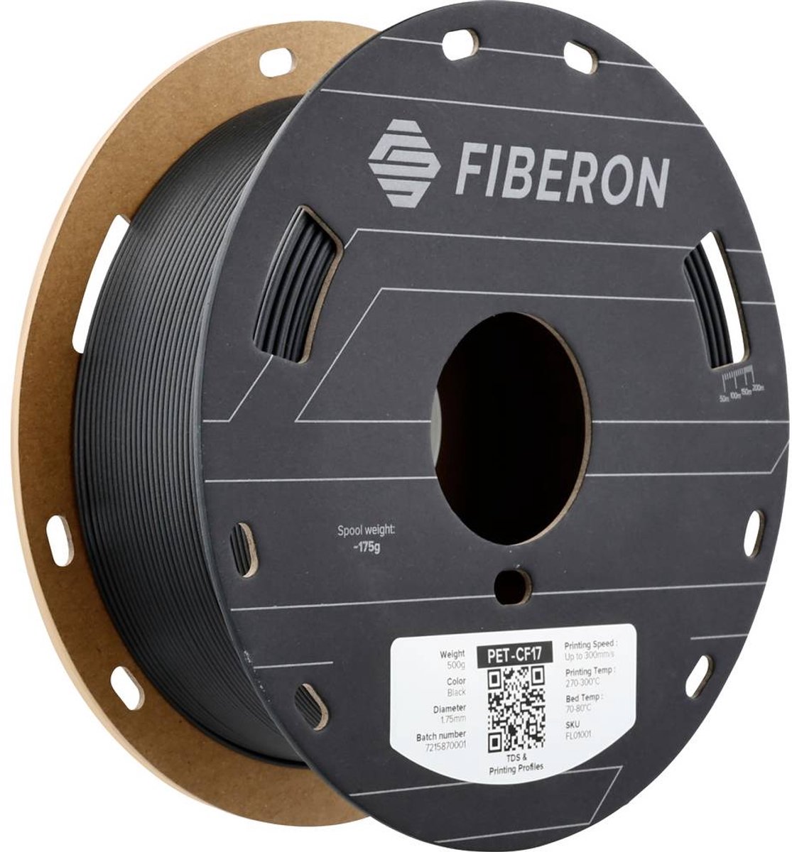 Polymaker FL01001 Fiberon™ PET-CF17 Filament PET-CF Koolstofvezelversterkt, Hoge stijfheid, Kruipsterkte 1.75 mm 500 g