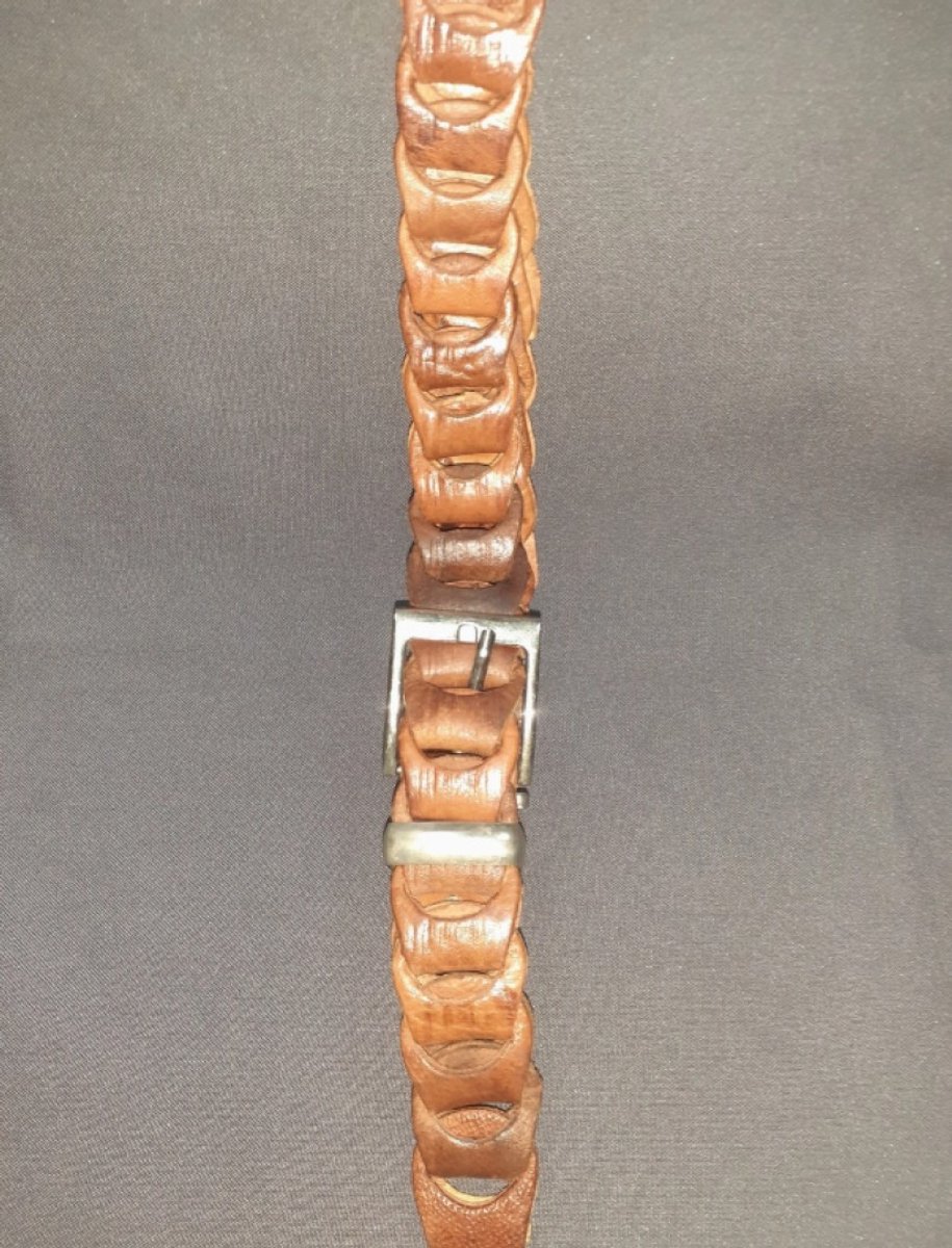 Handgemaakte leren slinger ceintuur - lederen riem mannen en vrouwen - gesp sluiting WARM BRUIN kleur 120cm