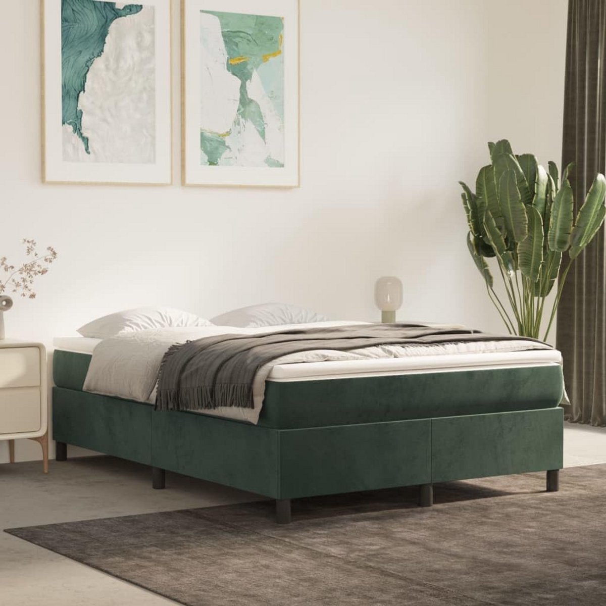 Tweepersoons Bedframe Velvet Donkergroen 140x200 cm
