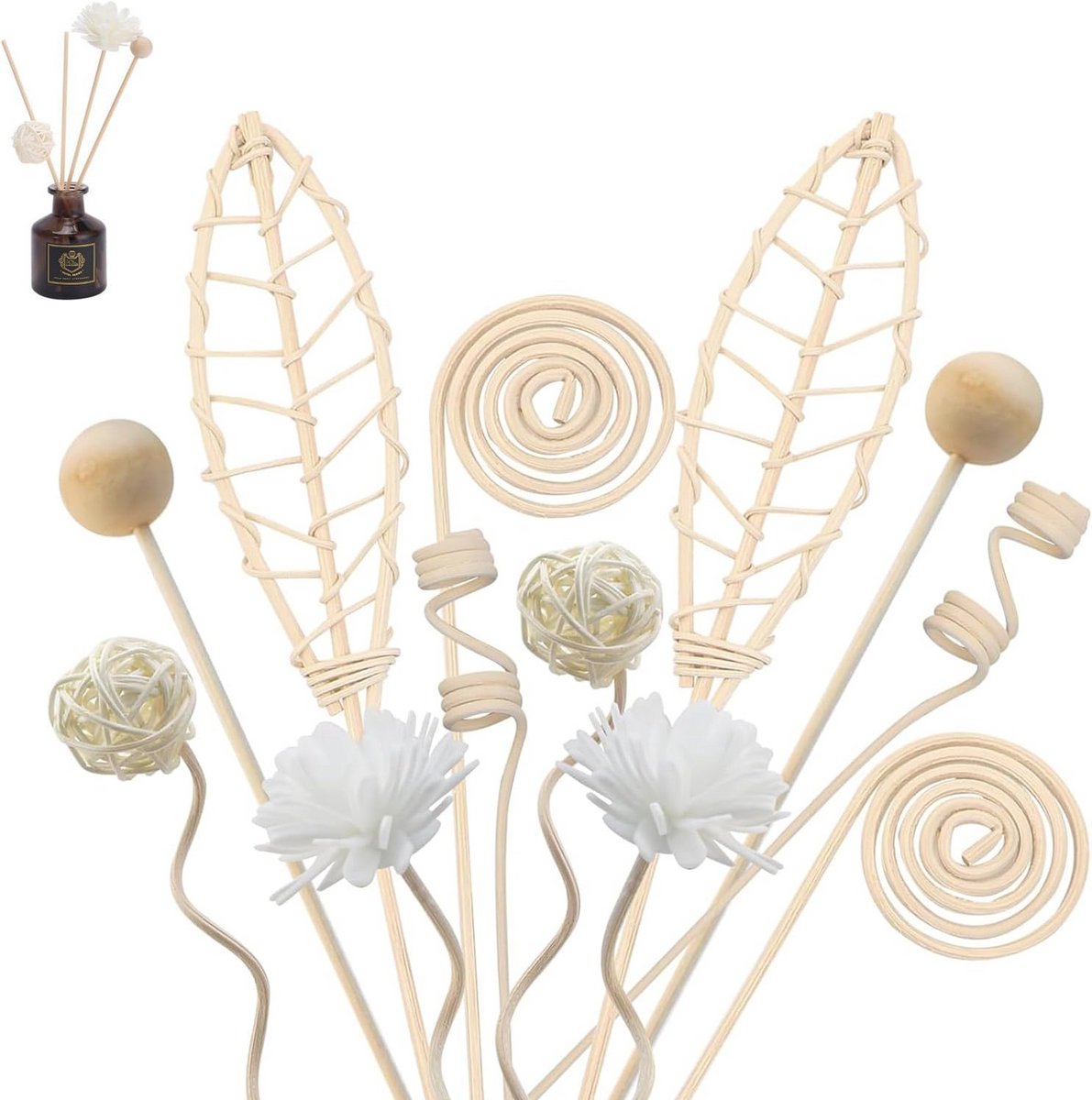 Natuurlijke Riet Sticks voor Aroma Diffuser - 20 Stuks, 6 Vormen, Voor Thuis, Kantoor, Hot