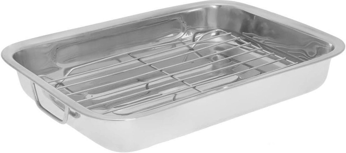 Roestvrijstalen braadpan met grillrek en antiaanbaklaag - 25 cm