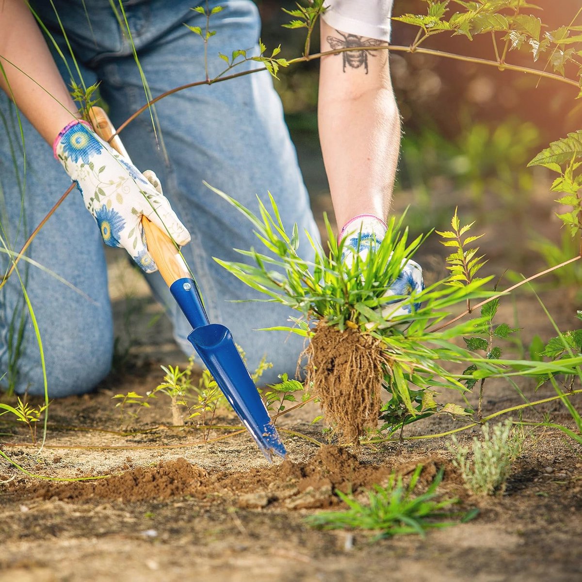 Handmatige roestvrijstalen onkruidsteker met houten handvat - Tuinwieder voor eenvoudig wieden