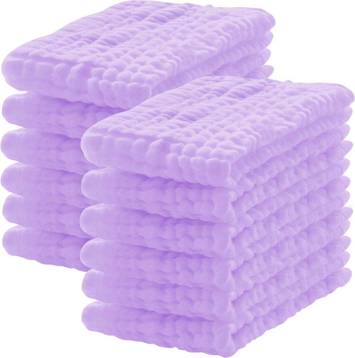 12 Pack Mousseline Spuugdoeken - 100% Katoenen Zachte en Absorberende Babydoeken 50 x 20 cm - Paars
