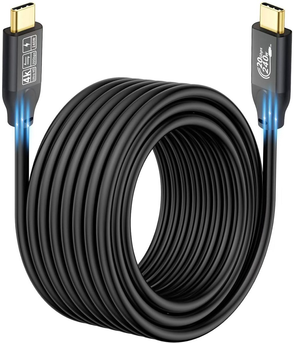 USB C Kabel met 20Gbps Dataoverdracht en 240W Snelladen, Ondersteunt 4K@60Hz Video