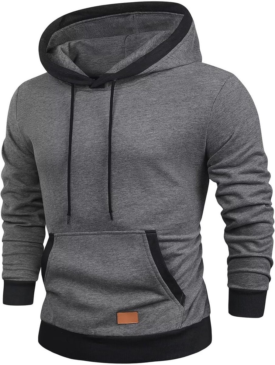 Heren Hoodie Katoenen Sweatshirt met Lange Mouwen en Kangoeroezak S-3XL