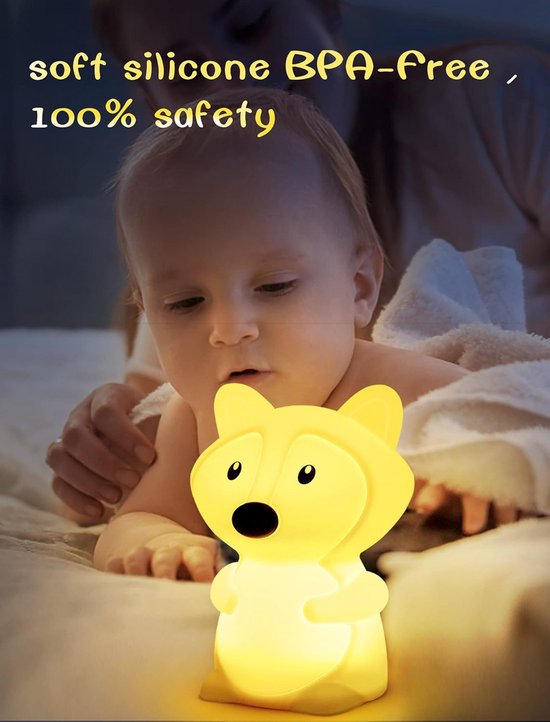 Vos Nachtlampje voor Kinderen - 7-Kleurige Tafellamp voor Kamerdecoratie - Oplaadbaar UHSB - Schattige Cadeaus voor Baby's en Peuters van Merkloos — afbeelding 2