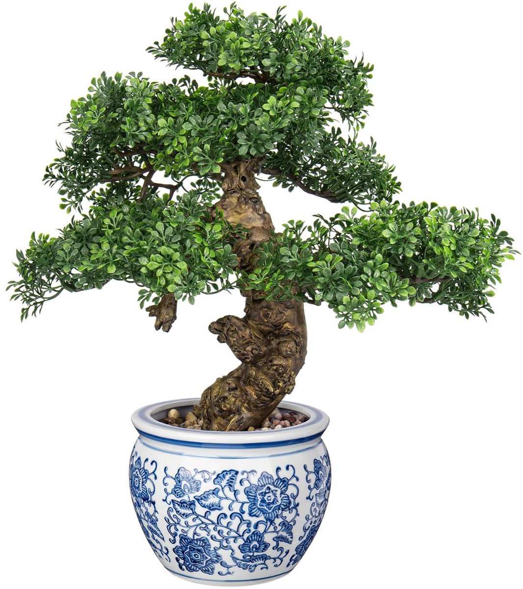 Unyqoos Levensechte kunstbonsai met keramische pot voor stijlvolle interieurdecoratie Groen