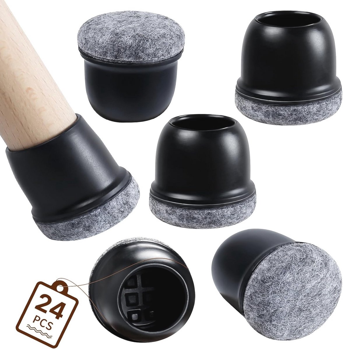 Vloerbeschermers voor stoelen - 24 stuks silicone caps voor hardhout, tegels en laminaatvl