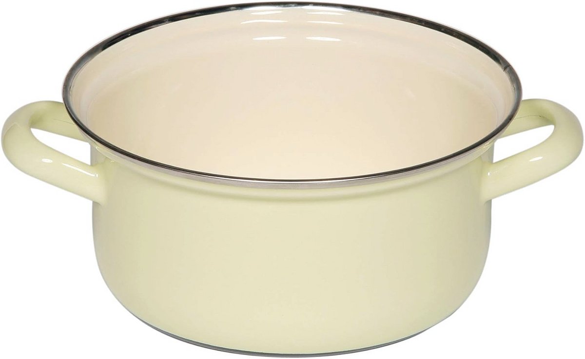 Klassieke Braadpan Met Verchroomde Rand - Geel, Ø16 cm - Voor Inductie Koken