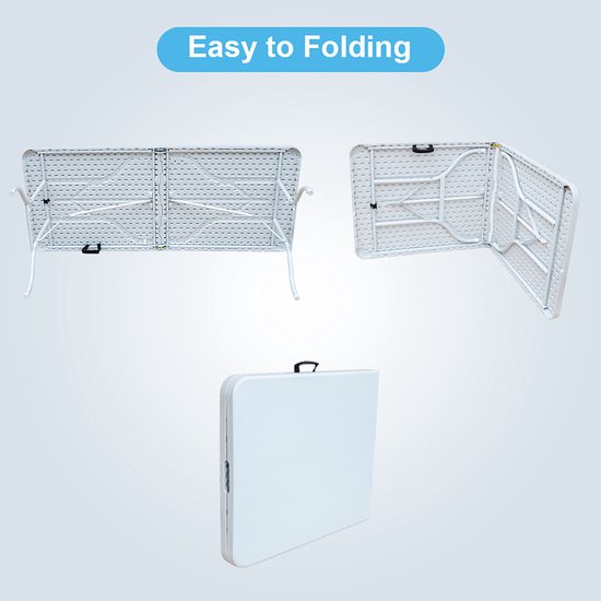 Campingtafels 180.34 cm - Opklapbare Vrijetijdstafel - Voor Binnen En Buiten - Roestbestendig - Metaal - Wit — afbeelding 4
