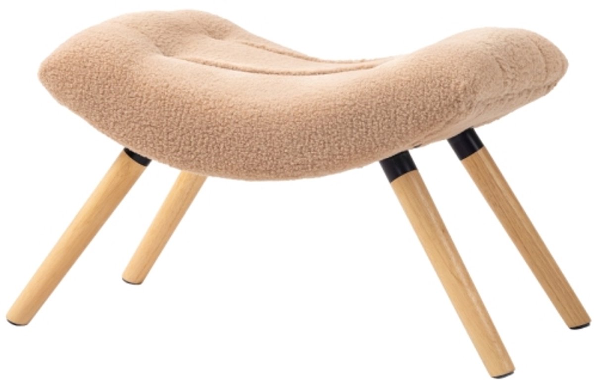 Moderne voetenbank 67x45x38 cm met fleece bekleding en houten poten gevoerd, geschikt voor woonkamer slaapkamer en hal bruin Enkele kruk Bank Bankkruk gestoffeerde stoel loungestoel
