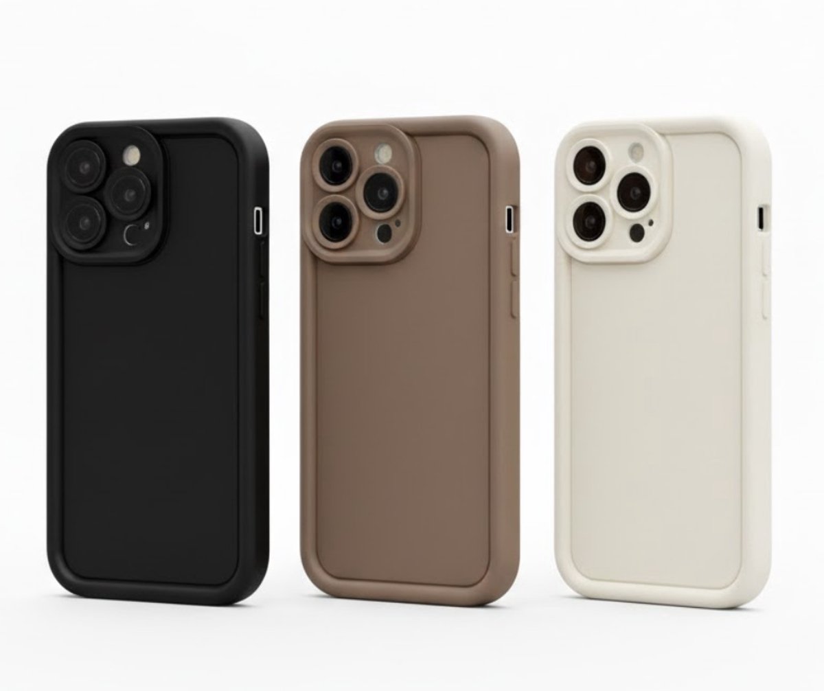 3 stuks Zwart beige bruin telefoon hoesje – backcover – geschikt voor iPhone 16 Pro Max – zachte matte uitstraling – camera bescherming