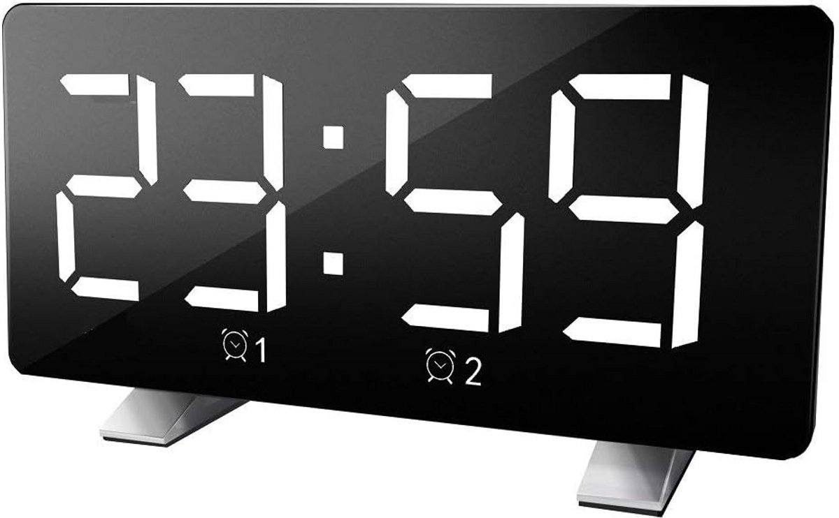Digitale wekker met LED-display - polyfone alarmen, instelbare helderheid en USB-oplaadpoort