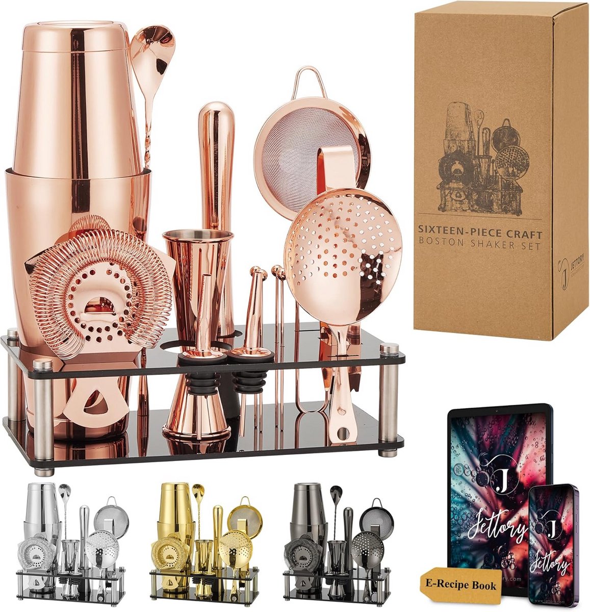 Uitgebreide Cocktail Shaker Set 16 Delig RVS - Complete Bar Gereedschap Set