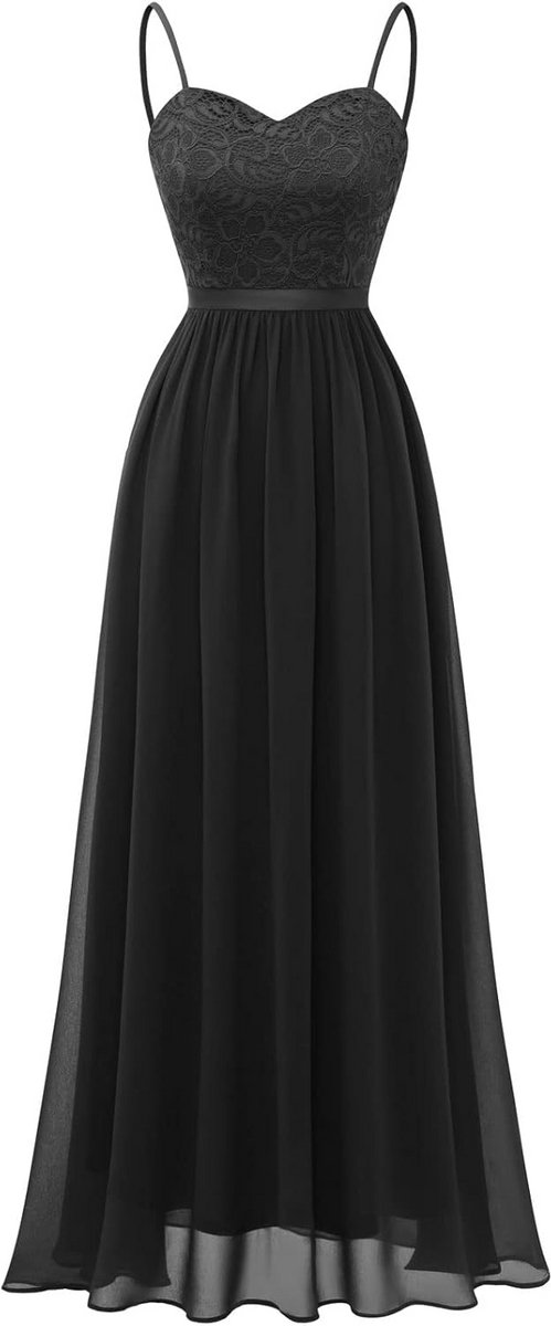 Elegante Lange Avondjurk Dames met Kant en Verstelbare Bandjes voor Bruiloft en Gala