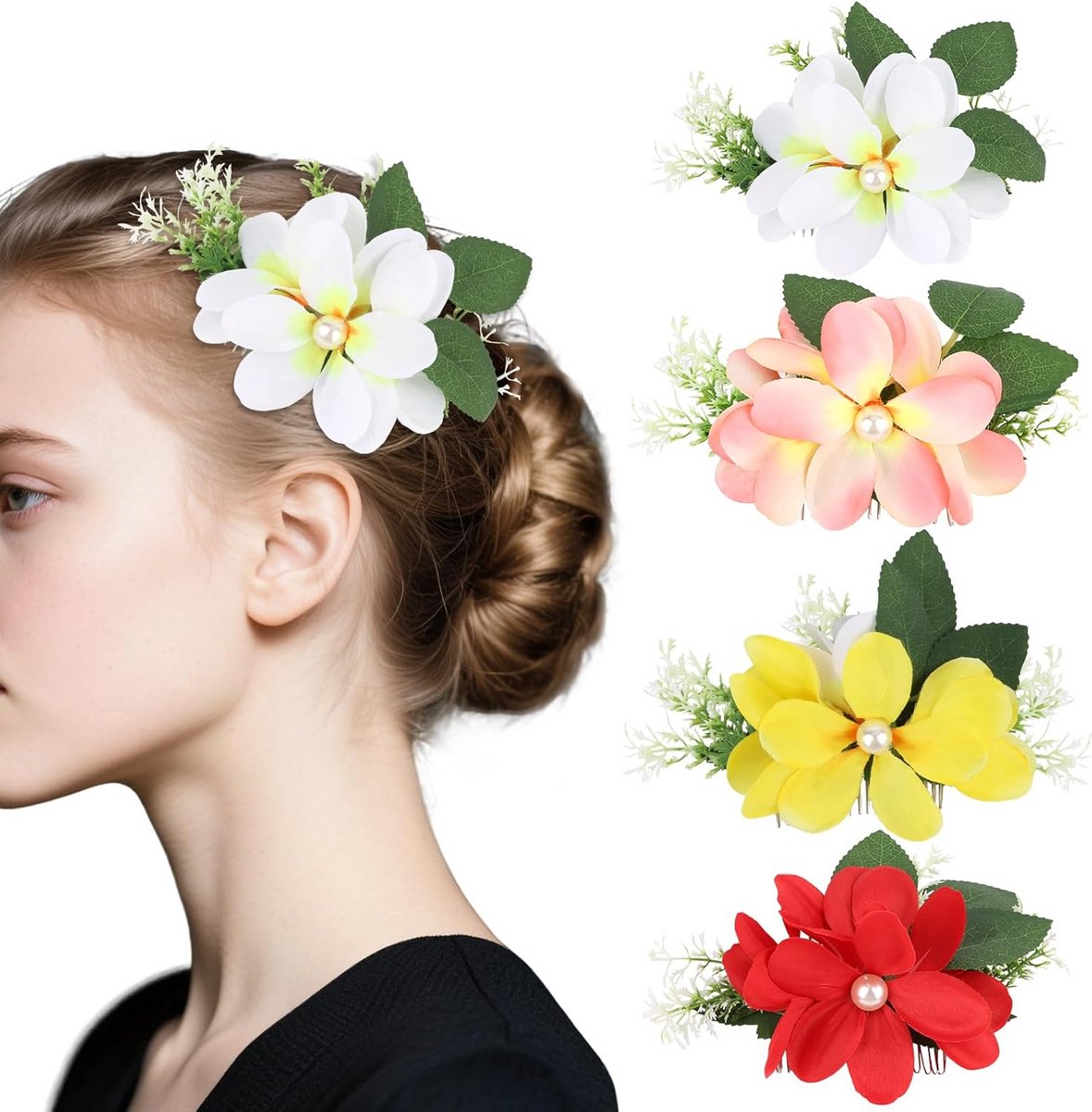 Grote Metalen Haarspeld met Kunstbloemen - Bruiloft Haaraccessoire voor Dames en Meisjes