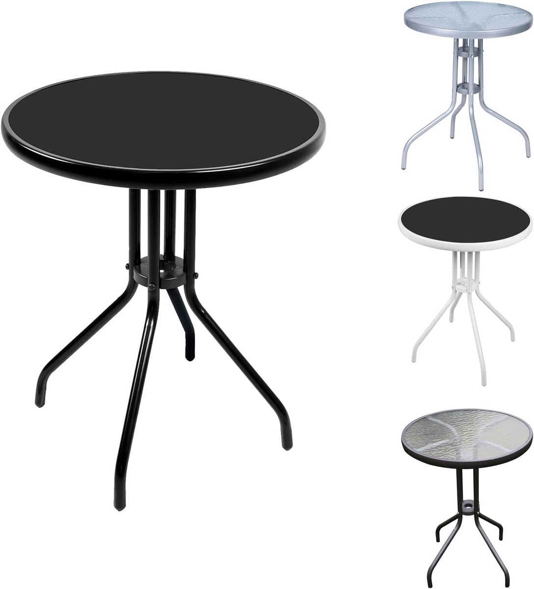 Ronde Bistrotafel Buiten of Balkon met Glazen Tafelblad (Ø60 cm)