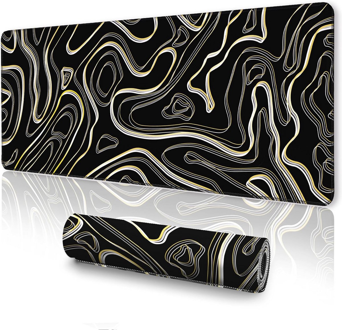 Extra Grote XL Desktop Muismat (80x30 cm) met Topografisch Ontwerp - Antislip voor Gaming en Kantoor