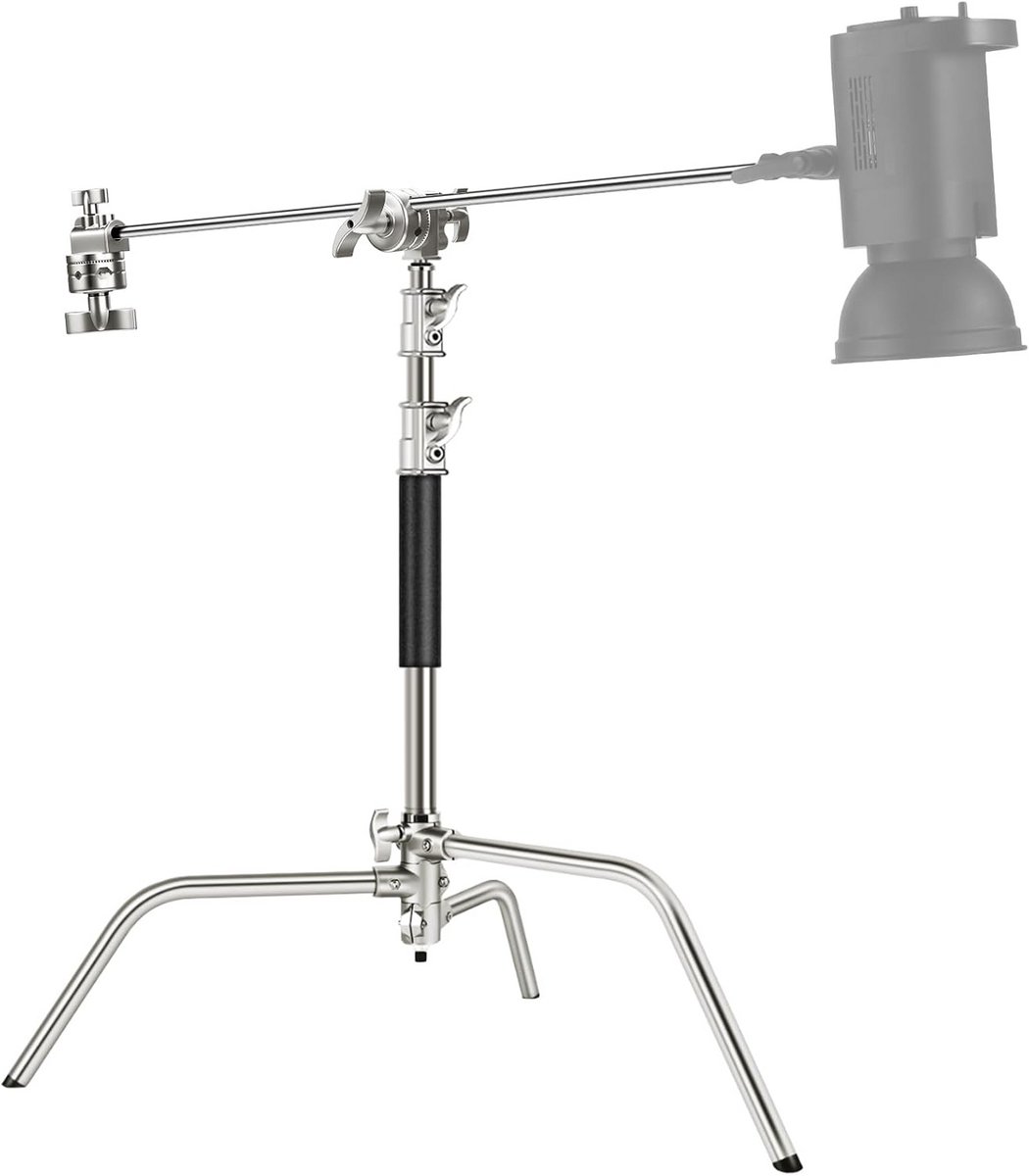 Zware RVS C-Statief met Giekarm voor Studioverlichting en Reflector
