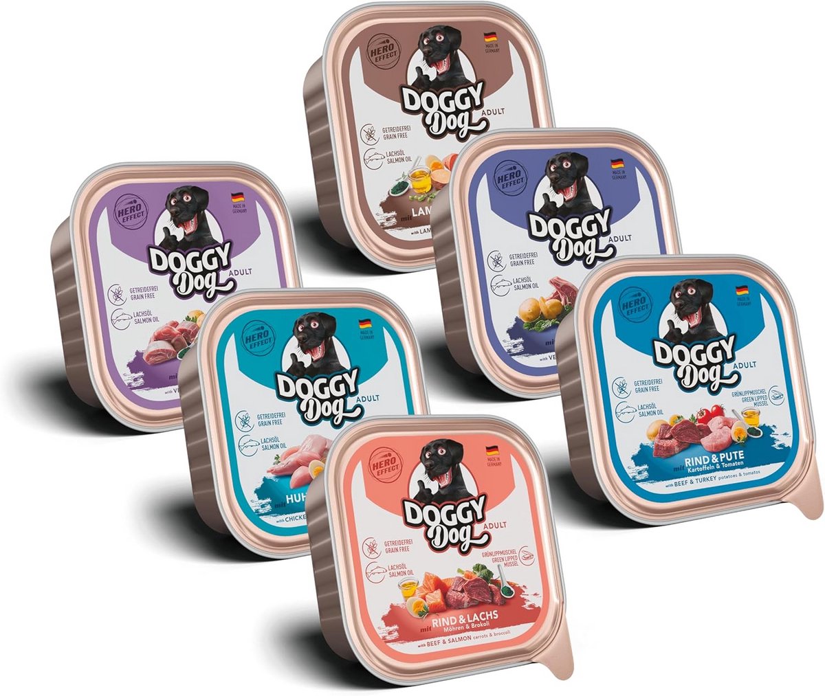 Hondenvoer Paté Mix - 6x150g - Ideaal voor Gevoelige Maag en Huid