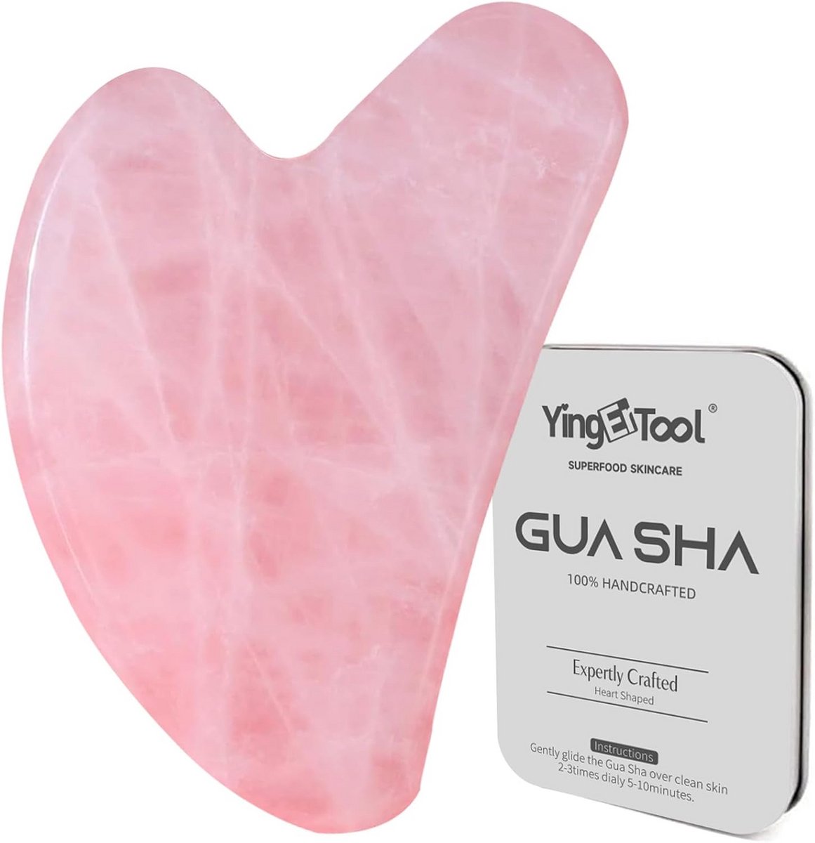 Gua Sha Set Rozenkwarts voor Gezichtsmassage en Huidverzorging