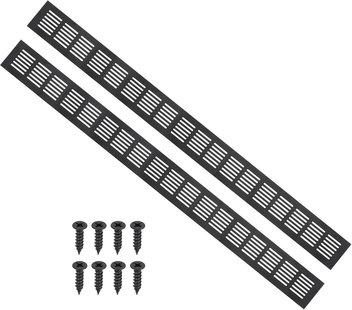 Set van 2 Vierkante Aluminium Ventilatieroosters voor Kastdeuren - Zwart