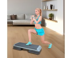 Trainings Step 110×40,64×10-20,3cm Fitness Step Grijs Polyethyleen Met 4 Verhogingsblokken Cardio En Krachttraining Instelbare Hoogte Thuis Gym Algemeen Gebruik
