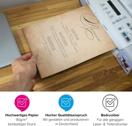 50 Vel Velijn A4 Vintage Bruin Oud Papier Dubbelzijdig Bedrukt ...