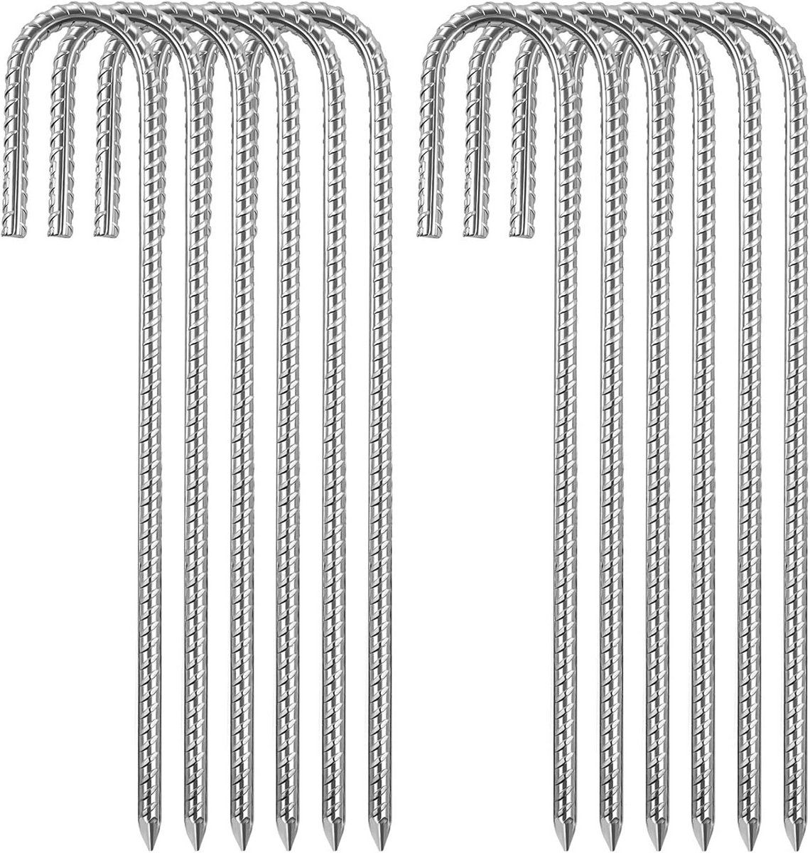 Tentharingen Verzinkt - Grondankers Tent - Kamperen Buiten - Anti-roest Staal - 30 cm 12 stuks - Zilver