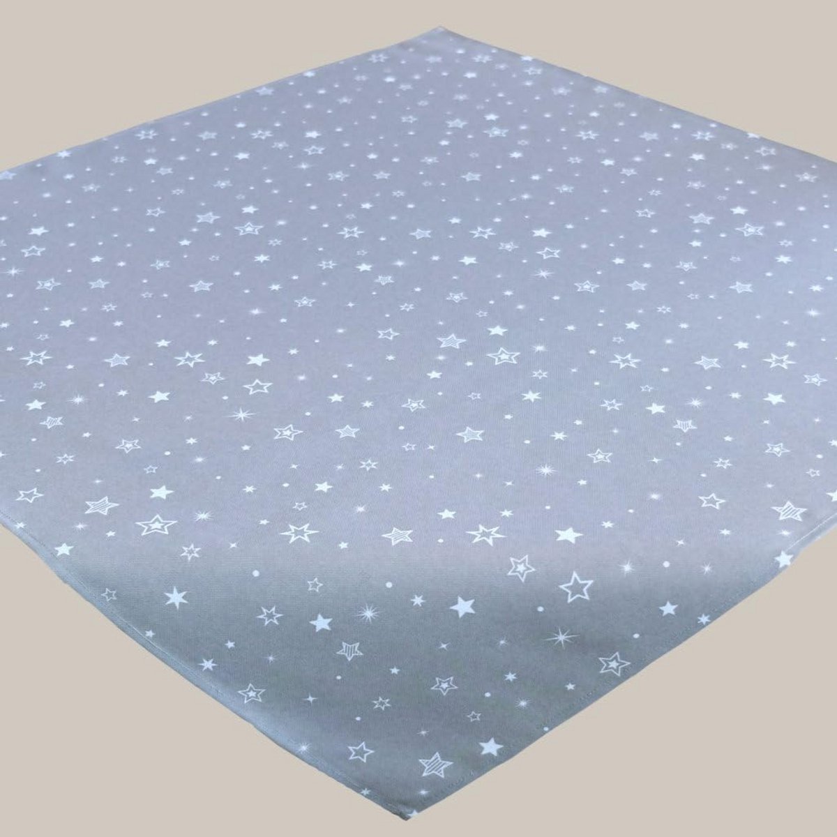 Donkergrijs Kerst Tafelkleed 85x85 cm met Sterren - Feestelijk Kersttafellinnen
