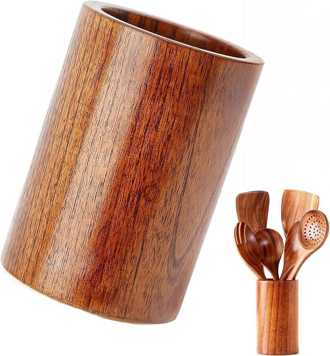 Ronde Houten Keukengerei Houder voor Bestek en Spatels - Keuken Organizer