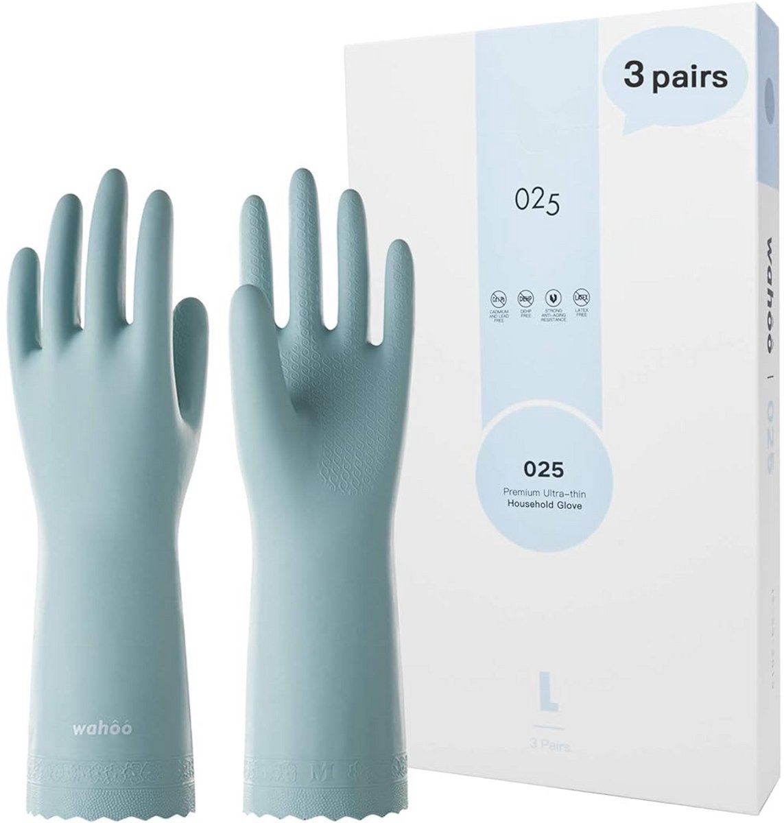 3 Paar Herbruikbare Huishoudhandschoenen Latex-vrij Waterdicht - Maat S
