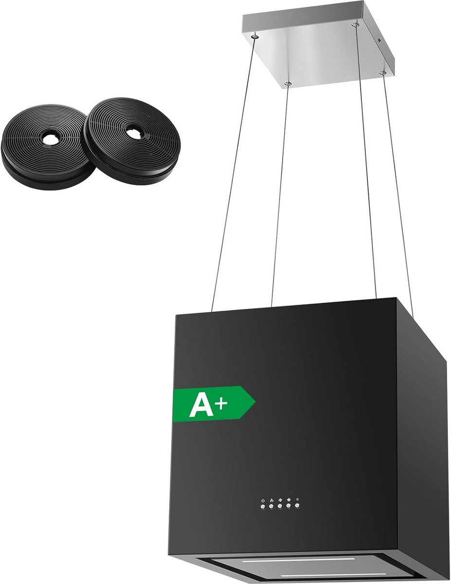 Compacte Afzuigkap 40 cm Zwart - 800 m³/uur - Energieklasse A+ met Ledverlichting
