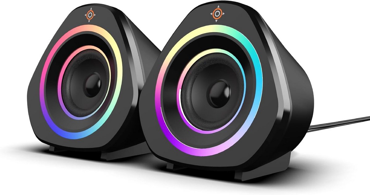 Compacte 2.0 RGB Gaming Luidsprekers met Helder Geluid en Geïntegreerde Volumeregeling