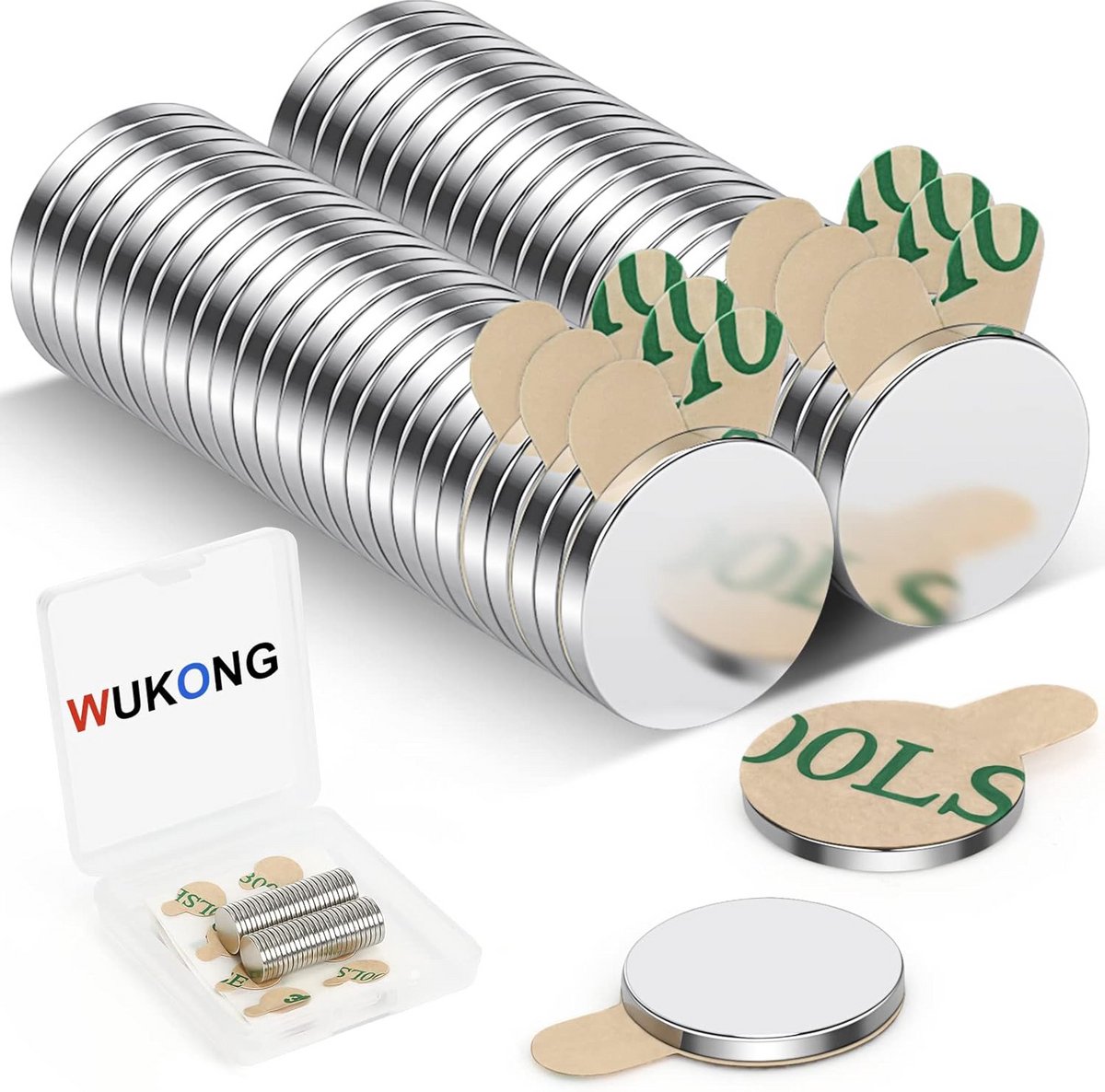 50 Sterke Zelfklevende Neodymium Magneten - Rond 8x1mm - Ideaal voor Koelkast en Kantoor