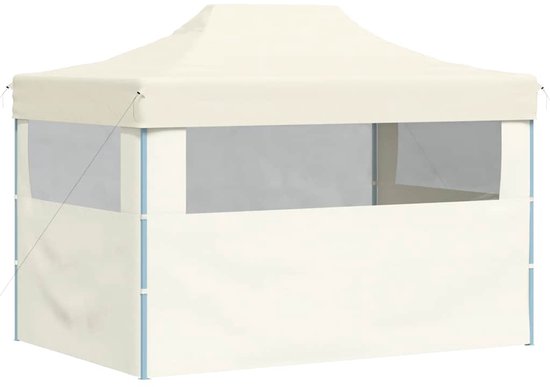 vidaXL Tente de réception pliante avec 3 parois latérales 3 x 4 m Crème Acier